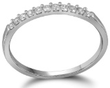 10kt White Gold Womens Round Natural Diamond Band Wedding Anniversary Ring 1/6 Cttw