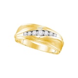 10kt Yellow Gold Mens Round Natural Diamond Band Wedding Anniversary Ring 3/8 Cttw