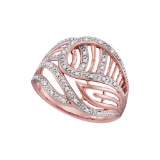 10kt Rose Gold Womens Round Natural Diamond Open-work Cocktail Fashion Ring 1/10 Cttw