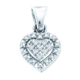 925 Sterling Silver White 0.03CTW DIAMOND HEART PENDANT