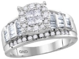 10kt White Gold Womens Princess Round Diamond Soleil Cluster Bridal Wedding Engagement Ring 1.00 Ctt