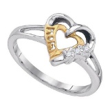 925 Sterling Silver White 0.03CTW DIAMOND HEART RING