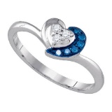 925 Sterling Silver White 0.12CT DIAMOND HEART RING