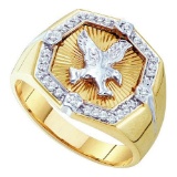 10K Yellow-gold 0.25CTW DIAMOND MENS EAGLE RING