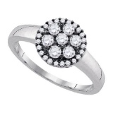 925 Sterling Silver White 0.50CTW DIAMOND FLOWER RING