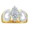 14KT Yellow Gold 0.15CTW ROUND BAGGUETTE DIAMOND LADIES CLUSTER RING