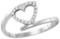 10kt White Gold Womens Round Diamond Held Heart Love Ring 1/8 Cttw