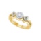 10k Yellow Gold Round Natural Diamond Halo Cluster Womens Wedding Bridal Ring Set 1/4 Cttw