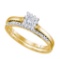 10kt Yellow Gold Womens Princess Diamond Halo Bridal Wedding Engagement Ring Band Set 1/4 Cttw