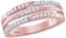 10kt Rose Gold Womens Round Natural Diamond 3-row Fashion Band Ring 1/5 Cttw