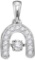 10kt White Gold Womens Round Diamond Moving Twinkle Solitaire Horseshoe Pendant 1/8 Cttw