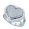 925 Sterling Silver White 0.55CTW DIAMOND MICRO PAVE HEART RING