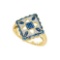 10kt Yellow Gold Womens Round Blue Colored Diamond Square Cluster Fashion Ring 1/4 Cttw