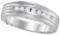 10kt White Gold Mens Round Diamond Ribbed Wedding Band Ring 1/4 Cttw