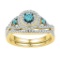Bridal 10K Yellow Gold Infinity Blue Treated Diamond Wedding Engagement 5/8 CT