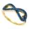 10K Yellow-gold 0.30CTW BLUE DIAMOND FASHION RING