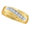 14k Yellow Gold Round Channel-set Natural Diamond 8-13 Mens Curved 2-tone Wedding Band 1/4 Cttw