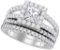 14kt White Gold Womens Princess Diamond Split-shank Bridal Wedding Engagement Ring Band Set 3/4 Cttw