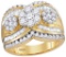 14kt Yellow Gold Womens Round Diamond Triple Flower Cluster Bridal Wedding Engagement Ring 2.00 Cttw