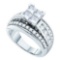 14KT White Gold 1.50CTW PRINCESS-CUT ROUND DIAMOND BRIDAL RING