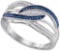 925 Sterling Silver White 0.13CTW BLUE DIAMOND FASHION RING