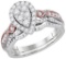 14K Gold Two-tone Pear Tear Drop Diamond Bridal Wedding Engagement Ring Set 1 CT