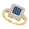 10KT Yellow Gold 0.25CTW BLUE DIAMOND MICRO-PAVE RING