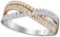 10kt Two-tone Gold Womens Round Diamond Crossover Band Ring 1/2 Cttw