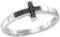 Sterling Silver Womens Round Black Colored Diamond Christian Cross Fashion Band Ring 1/20 Cttw