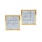 14kt Yellow Gold Womens Round Pave-set Diamond Square Cluster Earrings 7/8 Cttw