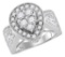 14kt White Gold Womens Round Diamond Teardrop Cluster Bridal Wedding Engagement Ring 1-3/8 Cttw