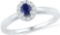 10kt White Gold Womens Oval Lab-Created Blue Sapphire Solitaire Diamond Fashion Ring 1/3 Cttw