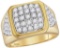 14kt Yellow Gold Mens Round Natural Diamond Square Cluster Fashion Ring 2 & 1/3 Cttw