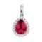 14kt White Gold Womens Pear Natural Ruby Solitaire Diamond Fashion Pendant 1 & 1/8 Cttw