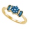 10K Yellow-gold 0.25CT BLUE DIAMOND FLOWER RING