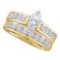 14K Yellow-gold 1.00CT DIAMOND BRIDAL SET WITH 0.37CT CENTER MARQUISE