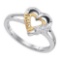 925 Sterling Silver White 0.03CTW DIAMOND HEART RING