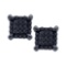 10kt White Gold Womens Round Black Colored Diamond Square Cluster Earrings 1/12 Cttw