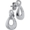 10kt White Gold Womens Round Natural Diamond Teardrop Cluster Fashion Earrings 1/5 Cttw
