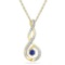 10kt Yellow Gold Womens Round Lab-Created Blue Sapphire Diamond Teardrop Pendant .03 Cttw