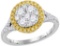18kt White Gold Womens Round Yellow Diamond Cluster Bridal Wedding Engagement Ring 1-1/10 Cttw