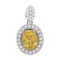 Womens 14K White Gold Canary Enhanced Real Diamond Cluster Charm Pendant 1 CT