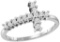 Sterling Silver Womens Round Natural Diamond Christian Cross Cluster Fashion Ring 1/20 Cttw