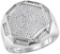 10kt White Gold Mens Round Natural Diamond Hexagon Cluster Fashion Ring 1/2 Cttw