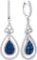 14kt White Gold Womens Round Blue Sapphire Teardrop Diamond Dangle Earrings 1-5/8 Cttw