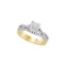 10kt Yellow Gold Womens Round Diamond Square Halo Bridal Wedding Engagement Ring Band Set 5/8 Cttw