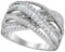 Womens 10K White Gold Criss Cross Knot Real Diamond Cocktail Fashion Ring Band 1 CT
