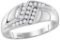 Mens 10K White Gold 3 Row Channel Diamond Engagement Wedding Ring Band 1/4 CT