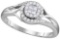 Bridal 10K White Gold Princess Diamond Halo Cluster Wedding Engagement Ring 1/5 CT