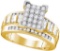 10kt Yellow Gold Womens Round Diamond Rectangle Cluster Bridal Wedding Engagement Ring 7/8 Cttw - Si
